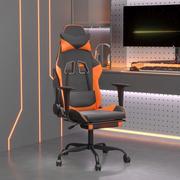 Fotele gamingowe - Lumarko Fotel gamingowy z podnóżkiem czarno-pomarańczowy - miniaturka - grafika 1