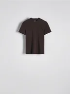 Koszulki i topy damskie - Reserved - T-shirt regular - ciemnobrązowy - miniaturka - grafika 1