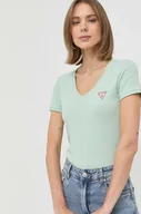 Koszulki sportowe damskie - Guess t-shirt damski kolor zielony - miniaturka - grafika 1