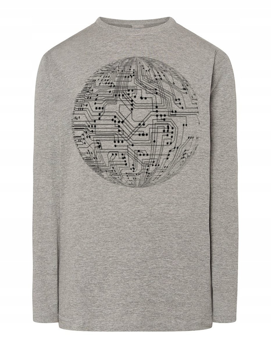 Longsleeve męski fajny nadruk ŚCIEŻKA PCB r.XS