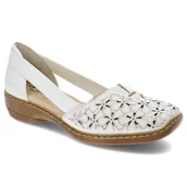 Półbuty damskie - Białe Półbuty Rieker Wygodne Obuwie Damskie - miniaturka - grafika 1