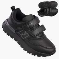Buty dla chłopców - Buty Chłopięce Sneakersy Czarne Na Rzepy Sportowe Eko Skóra A-525 / A-523 BLACK Czarny 35 - miniaturka - grafika 1