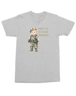Koszulki i topy damskie - Koszulka Kiedyś ja też byłem żołnierzem z Dzieckiem w Mundurze Szara XL - miniaturka - grafika 1