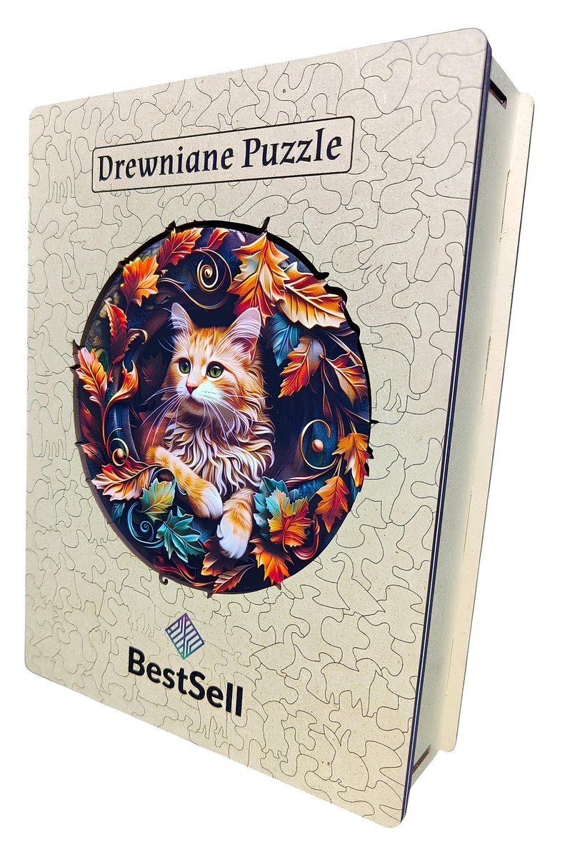 PUZZLE DREWNIANE KOT KOTEK PUZZLE W KSZTAŁCIE ZWIERZĄT UKŁADANKA PREZENT DLA DZIECKA DOROSŁYCH