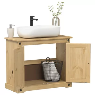 vidaXL Szafka pod umywalkę Corona, 73x33x60 cm, lite drewno sosnowe - Szafki łazienkowe - miniaturka - grafika 1