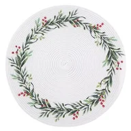 Obrusy i serwetki - Mata słomkowa 38 cm ostrokrzew biała - miniaturka - grafika 1