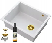 Zlewozmywaki - Granitan Biały podblatowy zlew złoty salix podwieszany - miniaturka - grafika 1