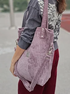 Sztruksowa torebka z kieszeniami Wrzosowa - Torebki damskie Sztruksowa torebka z kieszeniami Wrzosowa - Torebki damskie - miniaturka - grafika 1