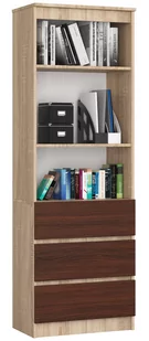 REGAŁ BIUROWY R 60 cm CLP 3 SZUFLADY 2 PÓŁKI SONOMA / WENGE - Regały biurowe - miniaturka - grafika 3