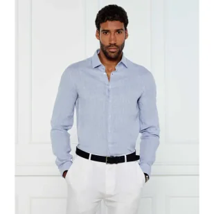 Calvin Klein Lniana koszula Slim Fit - Koszule męskie - miniaturka - grafika 1