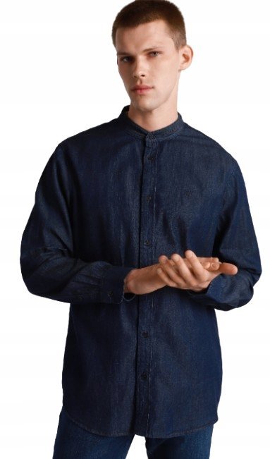 ARMANI EXCHANGE GRANATOWA KOSZULA CASUAL Z DŁUGIM RĘKAWEM S KTB