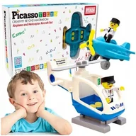 Klocki - PICASSO TILES Klocki magnetyczne 2 figurki ludziki samolot helikopter - miniaturka - grafika 1