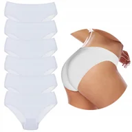 Majtki damskie - 6x Bawełniane FIGI MAJTKI DAMSKIE Białe Jednokolorowe Gładkie Moraj r. L r. L - miniaturka - grafika 1