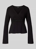 Bluzki damskie - Bluzka z długim rękawem o kroju slim fit z mieszanki wiskozy model ‘SINI’ - miniaturka - grafika 1