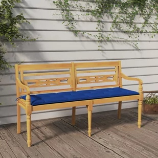 vidaXL Ławka Batavia z niebieska poduszką, 150 cm, lite drewno tekowe - Ławki ogrodowe - miniaturka - grafika 1