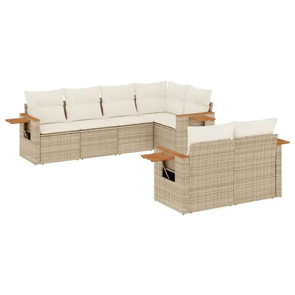 Zestaw mebli ogrodowych beżowy z rattanem PE, wymiary: 62x62x69 cm, 55x62x