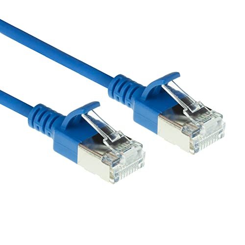 ACT Kabel sieciowy CAT6a, U/FTP LSZH LAN cienki kabel 3,8 mm Slimline, elastyczny kabel CAT 6a z wtyczką RJ45, do stosowania w centrach danych, 0,15 m, niebieski – DC7630