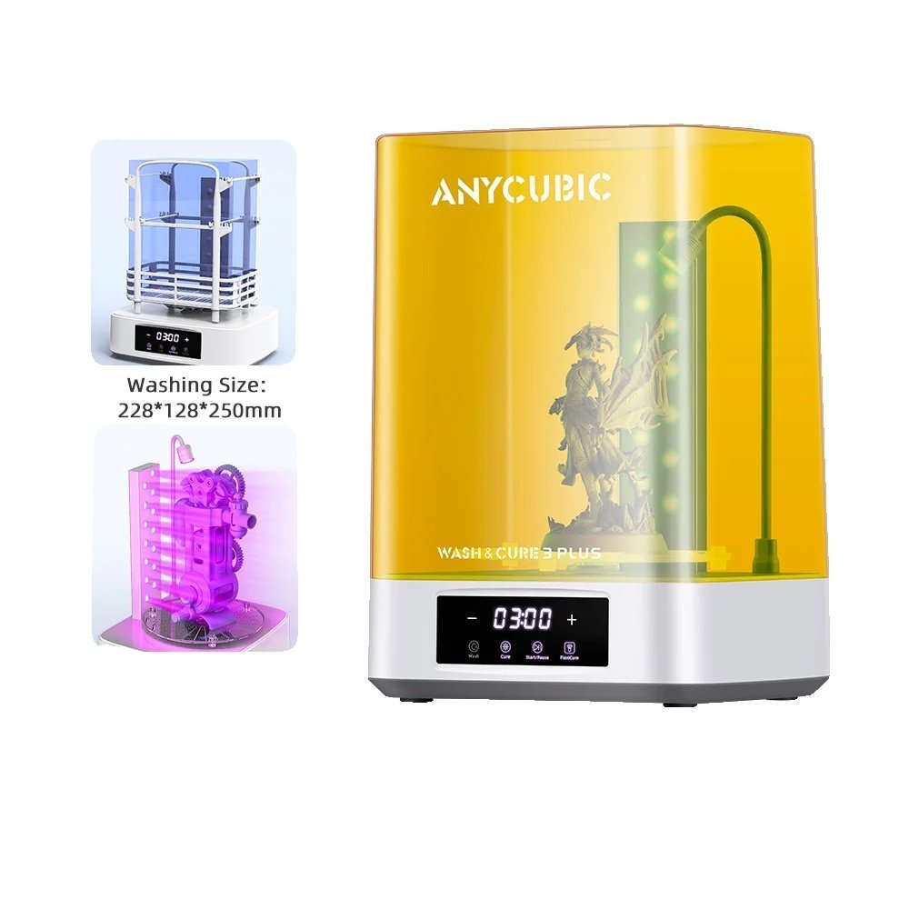Anycubic Wash & Cure 3 Plus, funkcja utwardzania, pralka, drukarka 3D na żywicę, BIAŁY