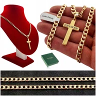 Biżuteria dla dzieci - ZŁOTY NASZYJNIK KOMUNIJNY Z KRZYŻYKIEM 18K ŁAŃCUSZEK ZAWIESZKA + GRAWER - miniaturka - grafika 1