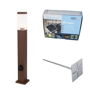 QAZQA Lampa zewnętrzna rdzawo-brązowa 80 cm z gniazdkiem IP44 - Malios - Lampy ogrodowe - miniaturka - grafika 1