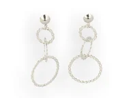 Kolczyki - Klipsy do uszu koła wiszące srebrne - miniaturka - grafika 1