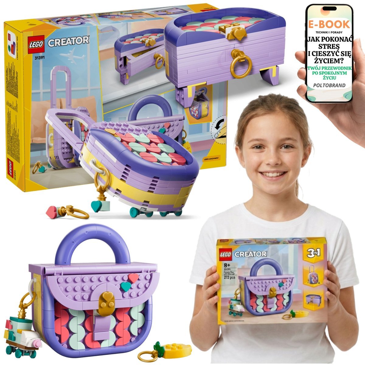 LEGO Creator 3w1 Modna Torebka Walizka Pudełko 31391 + E-BOOK-1