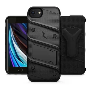 Zizo Bolt Cover Pancerne etui iPhone SE 2020 / 8 / 7 ze szkłem 9H na ekran + podstawka & uchwyt do paska (czarny) - Etui i futerały do telefonów - miniaturka - grafika 2