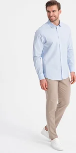 Ombre Bawełniana klasyczna koszula REGULAR - błękitna V1 OM-SHOS-0154 L - Koszule męskie - miniaturka - grafika 1