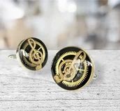 Spinki do mankietów i krawatów - SPINKI - Nutka (black) I - miniaturka - grafika 1