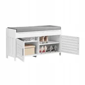 Szafki na buty - Stojąca Szafka na Buty Ławka z siedziskiem Regał Pudełko schowkiem FSR102-W - miniaturka - grafika 1