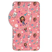 Prześcieradła dla dzieci - Prześcieradło bawełniane z gumką 90x200 Koci domek Gabi różowe Gabby`s Dollhouse dla dzieci JF24 - miniaturka - grafika 1