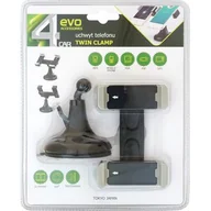 Uchwyty samochodowe do telefonów - Uchwyt telefonu podwójny na przyssawkę TWIN CLAMP 4Car - miniaturka - grafika 1