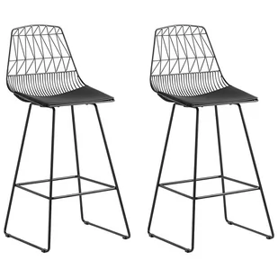 Beliani Zestaw 2 krzeseł barowych metalowy czarny PRESTON - Krzesła - miniaturka - grafika 1