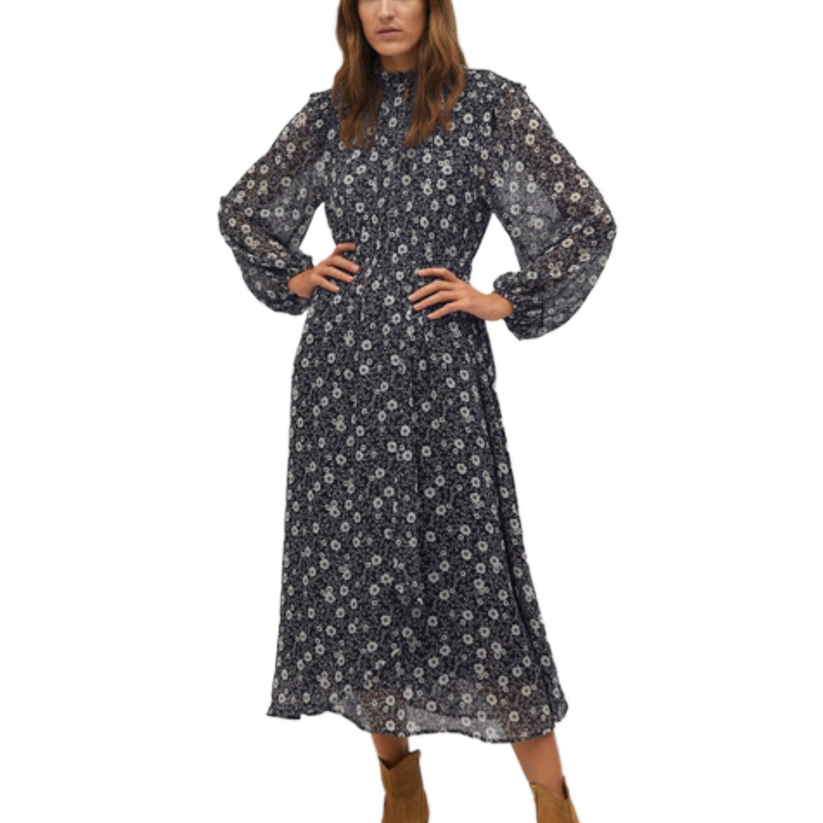 Sukienka damska Mango w kwiaty rozkloszowana midi-S