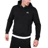 Bluzy sportowe męskie - Bluza Alpha Industries Basic Hoody Small Logo 19631803 - czarna - miniaturka - grafika 1