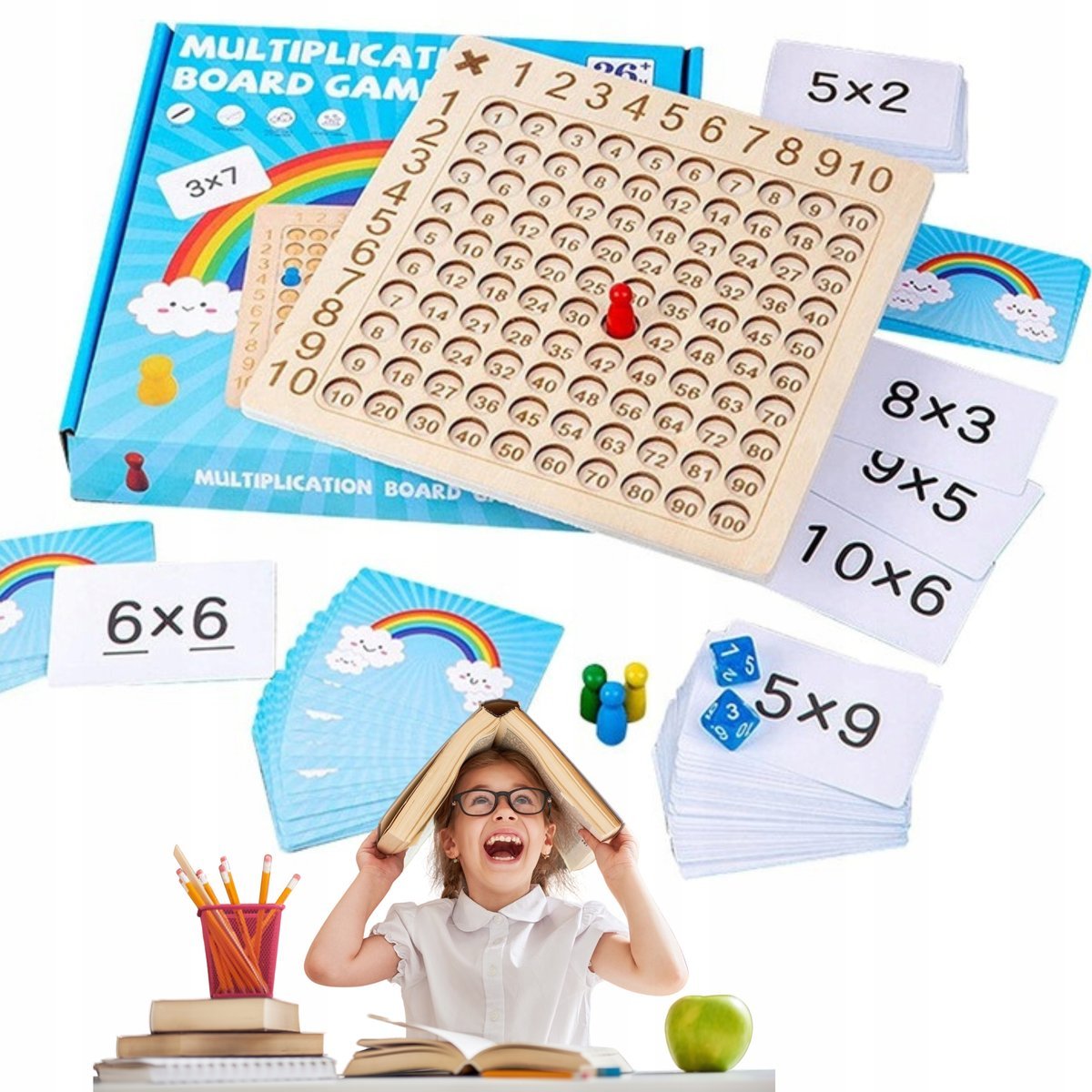 TABLICZKA MNOŻENIA GRA DREWNIANA MONTESSORI DZIECI GRA EDUKACYJNA LOGICZNA
