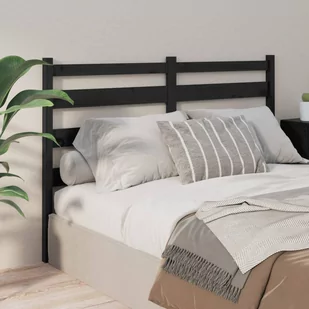 Lumarko Wezgłowie łóżka, czarne, 146x4x100 cm, lite drewno sosnowe - Inne meble do sypialni - miniaturka - grafika 1