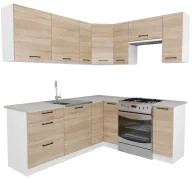 Meble kuchenne - Komplet mebli kuchennych narożnych dąb sonoma - Hemi - miniaturka - grafika 1