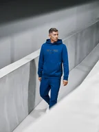 Bluzy męskie - 4F Bluza dresowa regular z kapturem męska 4F x Robert Lewandowski - granatowa XL - miniaturka - grafika 1