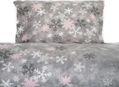 Pościel - Pościel z polaru wykonana w 100% z poliestru z motywem płatka śniegu w kolorze szarym 135x200 cm - miniaturka - grafika 1