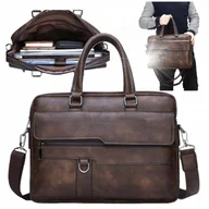 Torby męskie - Torba męska skórzana brązowa Na laptopa do pracy Na ramię Biznesowa Z01 - miniaturka - grafika 1