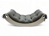 Skoczki dla dzieci - Drewniany Bujak Montessori dla Dziecka Malucha + Poduszka Welurowa j. szary - miniaturka - grafika 1