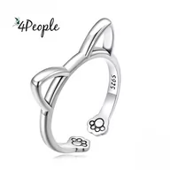 Pierścionki - Pierścionek Damski Srebrny 925 Kotek Srebro Serce Kociaki - miniaturka - grafika 1