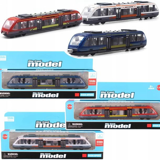MEGADIDI ZESTAW 3 wagonów TRAMWAJ nowoczesny 17 cm NOWOCZESNY metalowy