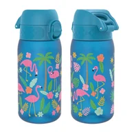 Bidony dla dzieci - ION8 Niebieska butelka na wodę dla dzieci we flamingi i palmy 350 ml - miniaturka - grafika 1