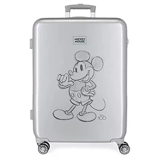 Disney Mickey 100 Walizka średniej wielkości 48x68x26 cms Szary ABS Zapięcie szyfrowy boczne 70L 3kg 4 koła Podwójne, Szary, Maleta mediana, średnia walizka - Walizki - miniaturka - grafika 1