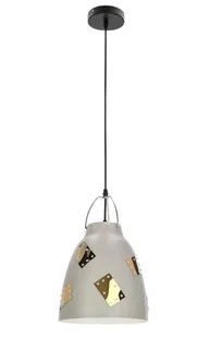 Szara lampa wisząca z chromowanymi elementami - D150 Hummo - Lampy sufitowe - miniaturka - grafika 1