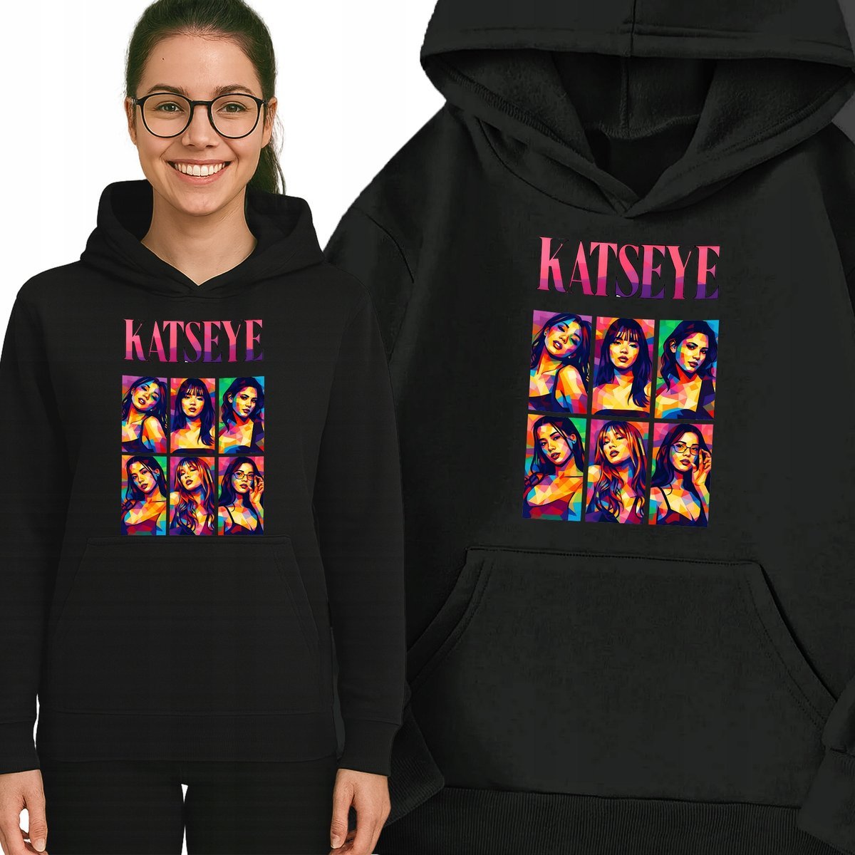 Bluza Czarna Z Kapturem KATESYE ERA Muzyka K-pop Idolki Na Prezent - XL Wz
