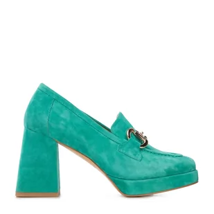 Czółenka zamszowe z klamerką na platformie - Półbuty męskie - miniaturka - grafika 1