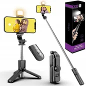Selfie stick - SELFIE-STICK KIJEK DO TELEFONU TRIPOD STATYW LED - miniaturka - grafika 1